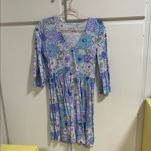 Lilly Pulitzer Blue and Purple Floral Long Sleeve Dress